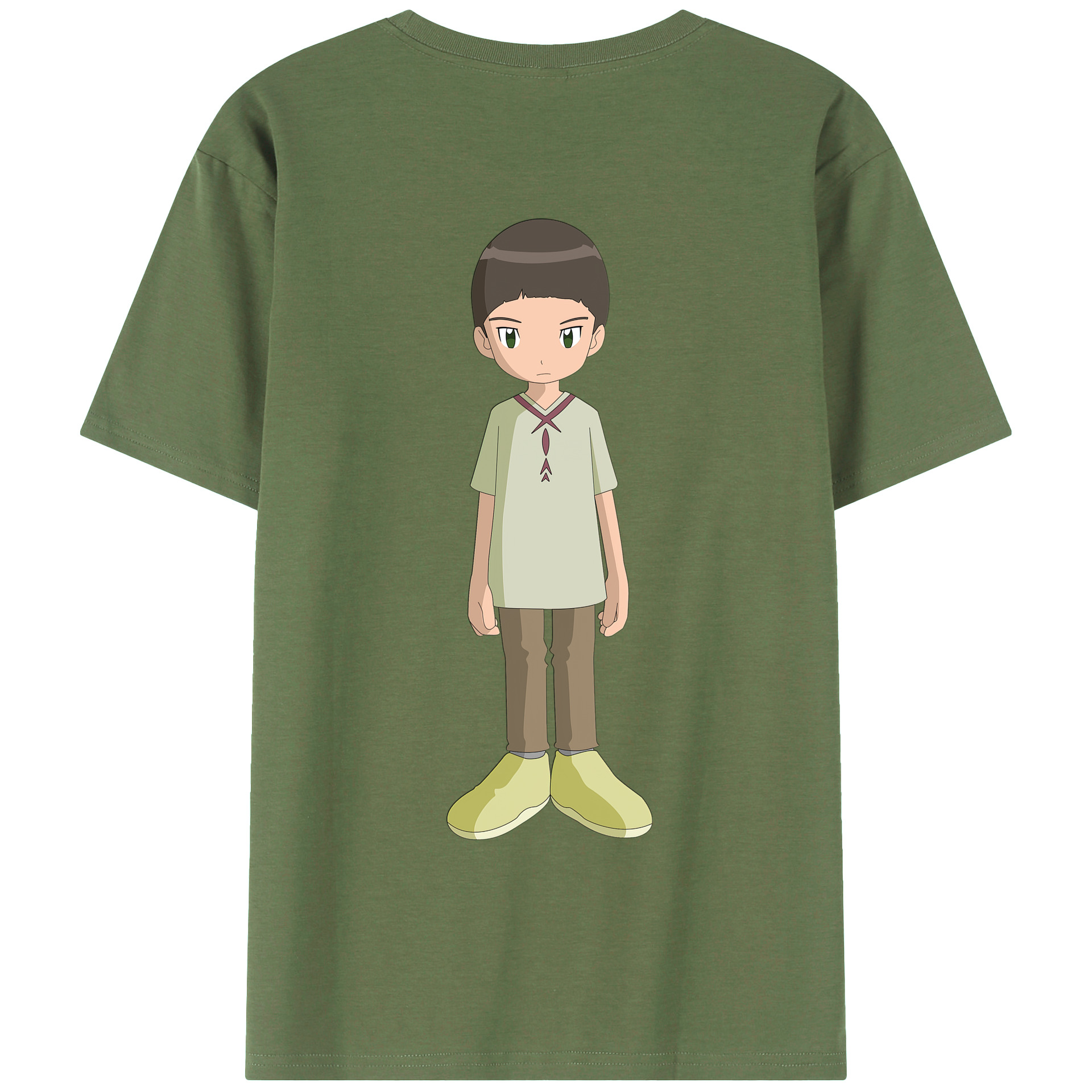 （画像用） Digimon デジタルモンスター/デジモン 綿100％ メンズ半袖Tシャツ（バックプリント） 通気性